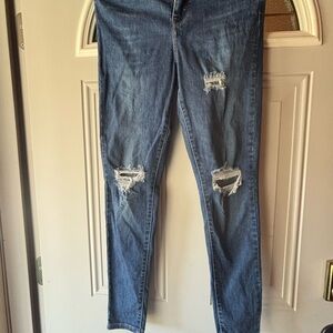 Distressed Blue Jeans
